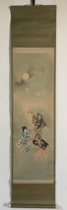 Dancing man and woman / Japanese Vintage Hanging Scroll, Antiek en Kunst, Antiek | Overige Antiek