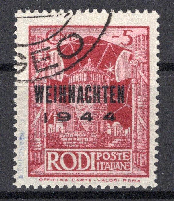 Duitse Rijk 1944 - Feldpost Rhodos kerstzegel gecontroleerd, Postzegels en Munten, Postzegels | Europa | Duitsland