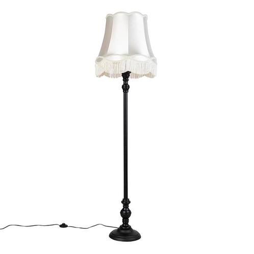 Vloerlamp zwart met Granny kap creme - Classico, Huis en Inrichting, Lampen | Vloerlampen, Nieuw, Overige materialen, 150 tot 200 cm
