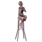 Figuur - Art Deco Bronzefigur Frau auf Hocker - Brons