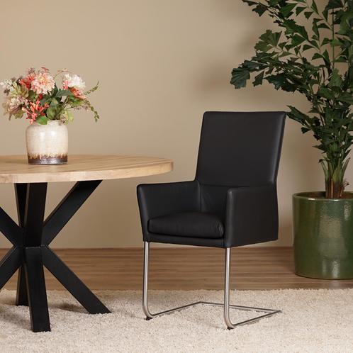 Direct meenemen | Zwarte leren eetkamerstoel | zwart leer |, Huis en Inrichting, Stoelen, Vijf, Zes of meer stoelen, Overige kleuren