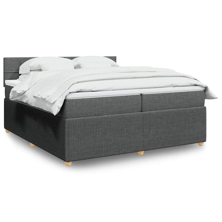vidaXL Boxspring met matras stof donkergrijs 200x200 cm, Huis en Inrichting, Slaapkamer | Bedden, Overige maten, 200 cm, Grijs