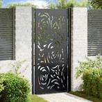 vidaXL Poort met vlamontwerp 105x205 cm staal zwart, Tuin en Terras, Tuinpoorten, Verzenden, Nieuw