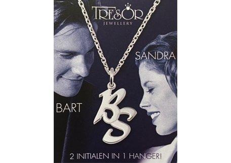 Zilveren Initialen 2 Letter A-Z ketting hanger, Sieraden, Tassen en Uiterlijk, Kettinghangers, Verzenden