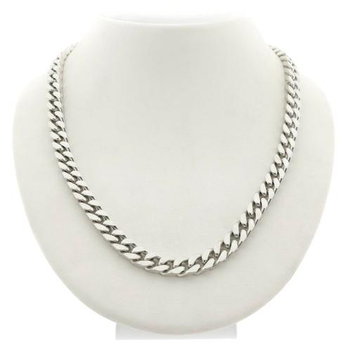 Zilveren robuuste gourmetschakel ketting | 45,5 cm, Sieraden, Tassen en Uiterlijk, Kettingen, Overige kleuren, Gebruikt, Zilver