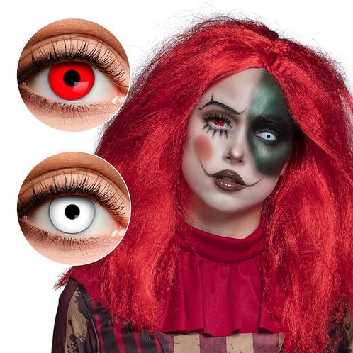 Duo 3-Maandslenzen Creepy Clown Rood en Wit, Kleding | Dames, Carnavalskleding en Feestkleding, Nieuw, Ophalen of Verzenden