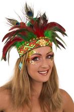 Verentooi Groen Rood Pauwenveren Veren Tooi Hoofdtooi Indian, Nieuw, Carnaval, Ophalen of Verzenden