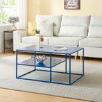 Salontafel Solund met plank 45x90x60 cm donkerblauw [en.casa, Huis en Inrichting, Tafels | Salontafels, Verzenden, Nieuw
