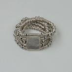 Dames armband zilverkleurig elastisch met kralen, Verzenden, Nieuw, Zilver, Staal