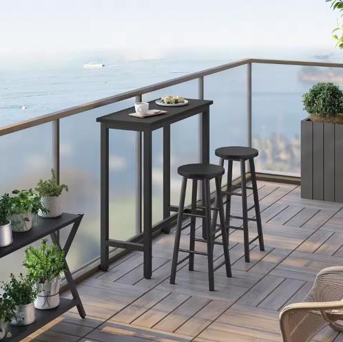 Industriële bartafel zwart met stevig metalen onderstel, Huis en Inrichting, Barren, Nieuw, Verzenden