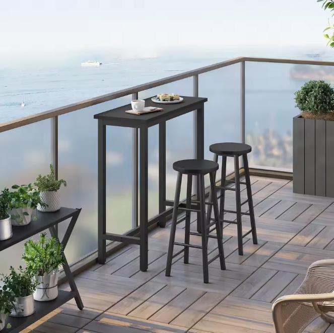 Nieuwe Industriële Bartafel - Zwart met metalen onderstel, Huis en Inrichting, Barren, Nieuw, Verzenden