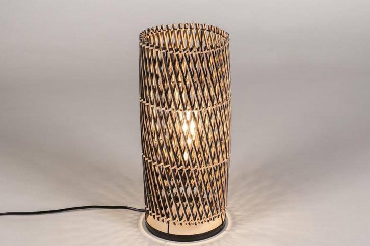 Rietveld Tafellampen - Zwart, Naturel - Rotan, Huis en Inrichting, Lampen | Tafellampen, Verzenden