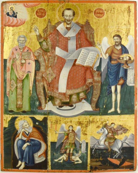 Icoon - Pictogram met veel panelen - Hout, Antiek en Kunst, Kunst | Niet-Westerse kunst