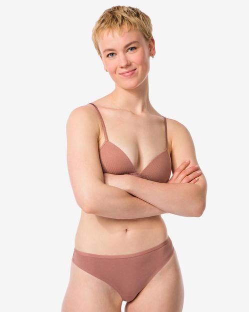 HEMA Dames brazilian katoen met kant lichtbruin, Kleding | Dames, Ondergoed en Lingerie, Verzenden