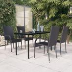 vidaXL 5-delige Tuinset zwart, 4 zitplaatsen, Nieuw, Tuinset, Verzenden