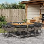 vidaXL 11-delige Tuinset met kussens poly rattan grijs, Meer dan 8 zitplaatsen, Nieuw, Tuinset, Verzenden