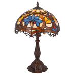 Tiffany tafellamp – Blauw & Amber Patroon – Ø 30 × H 46,5, Verzenden, Nieuw