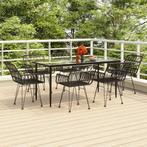 vidaXL 7-delige Tuinset poly rattan zwart, 6 zitplaatsen, Nieuw, Tuinset, Verzenden
