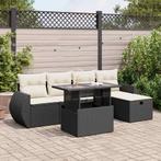 vidaXL 6-delige Loungeset met kussens poly rattan zwart, Verzenden, Nieuw, Rotan, Loungeset