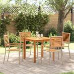vidaXL Tuin Eetset 5 pcs Beige Poly riet, Verzenden, Nieuw, Rotan