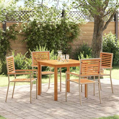 vidaXL Tuin Eetset 5 pcs Beige Poly riet, Tuin en Terras, Tuinsets en Loungesets, Nieuw, Rotan, Verzenden