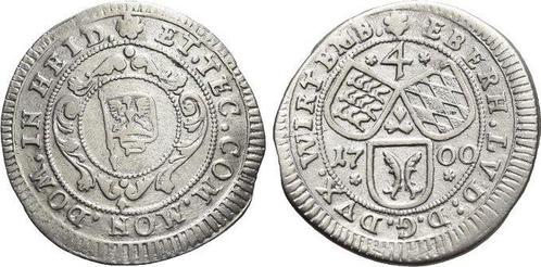 4 Kreuzer (batzen) 1700 Wuerttemberg Eberhard Ludwig 1693..., Postzegels en Munten, Munten | Europa | Niet-Euromunten, Verzenden