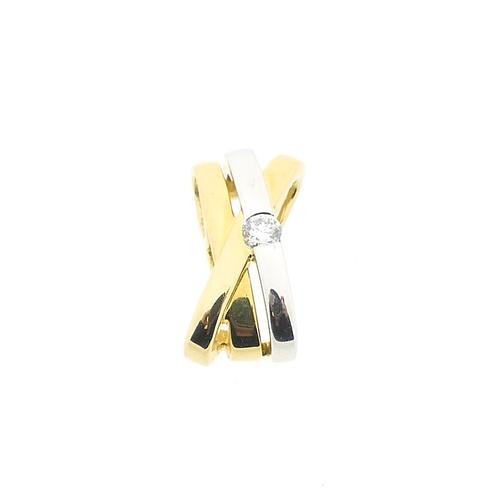 Bicolor gouden hanger met diamant | 0,10 ct. (witgoud), Sieraden, Tassen en Uiterlijk, Bedels, Gebruikt, Overige merken, Goud