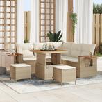 vidaXL 8-delige Bankset voor in de Tuin met Kussens Beige, Verzenden, Nieuw, Rotan