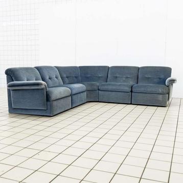 5-delig Modulaire Hoekbank blauw stof beschikbaar voor biedingen