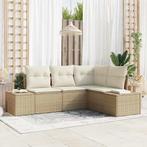 vidaXL Tuin Sofa Set met kussen met opslag 4 pcs Beige en, Tuin en Terras, Tuinsets en Loungesets, Verzenden, Nieuw, Rotan
