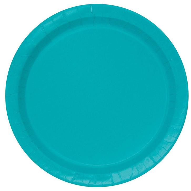 Turquoise Borden Rond 23cm 16st, Hobby en Vrije tijd, Feestartikelen, Nieuw, Verzenden