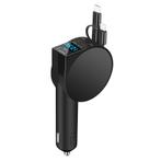 12v Adapter Zwart Autolader Splitter Micro USB USB-C Lightni, Verzenden, Nieuw