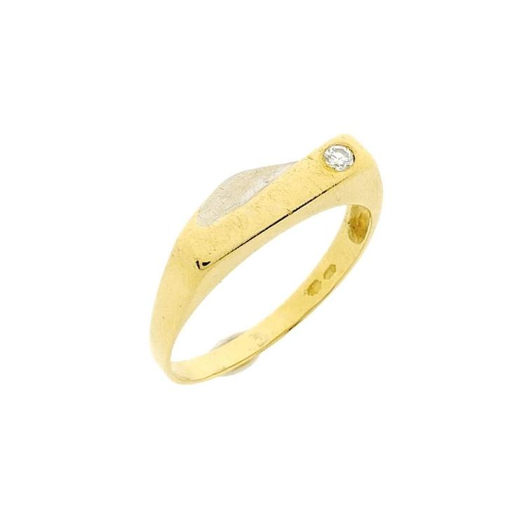 Bicolor gouden ring met diamant, Sieraden, Tassen en Uiterlijk, Ringen, Heer, Met edelsteen, Overige kleuren, 18 tot 19, Gebruikt