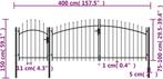 VidaXL tuinhek - lengte 4 meter - met poort en hek - zwart, Verzenden, Nieuw