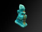 Oud-Egyptisch Faience amulet van de Horus Falcon met, Antiek en Kunst