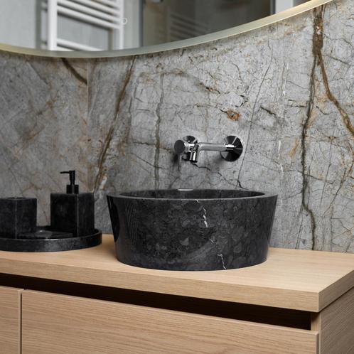 Waskom Loutro Bali B Rond 40x40x15 cm Marmer Black, Doe-het-zelf en Verbouw, Sanitair, Overige typen, Nieuw, Ophalen of Verzenden
