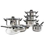HI RVS Kookset 12-Delig - Super Deal! Retourdeal -35%, Keramische plaat, Nieuw, Pannenset, Ophalen of Verzenden