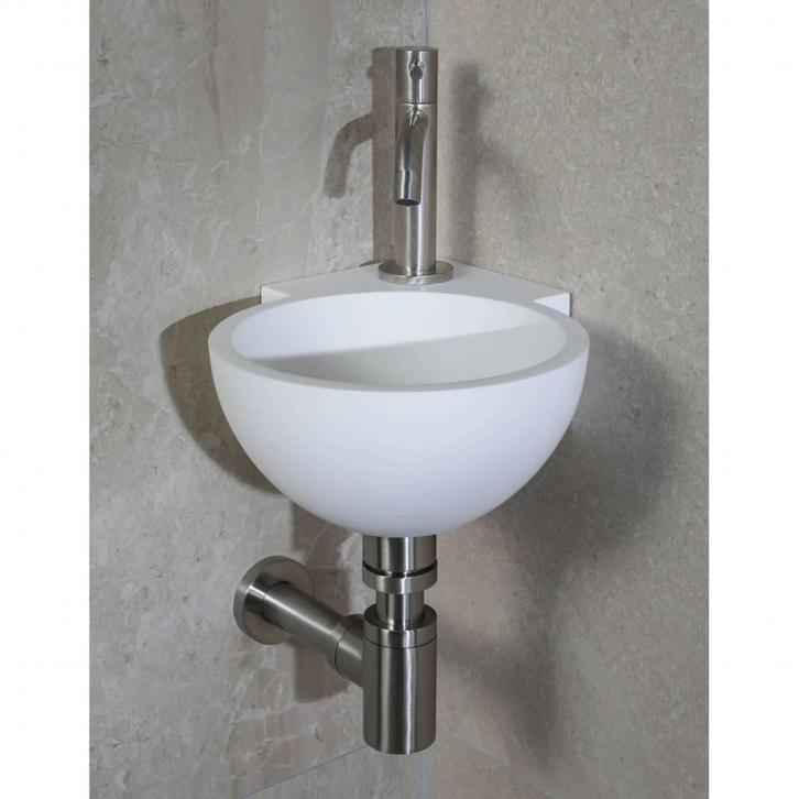 Hoekfontein Luca Sanitair Rond 28x28x12cm Solid Surface Mat, Doe-het-zelf en Verbouw, Sanitair, Ophalen of Verzenden