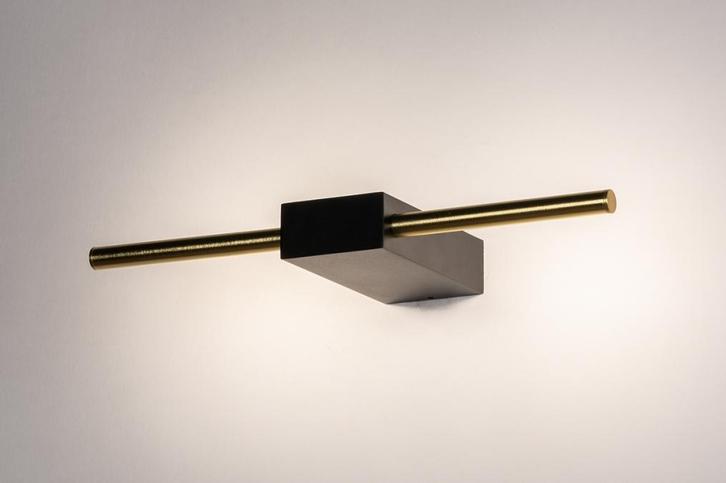 Rietveld Wandlampen - Zwart, Goud - Metaal, Aluminium, Huis en Inrichting, Lampen | Wandlampen, Verzenden
