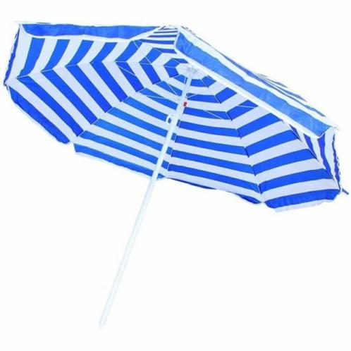 Benson Strandparasol - wit/blauw print - Ø 160 cm - alumi.., Tuin en Terras, Partytenten, Nieuw, Ophalen of Verzenden