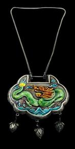 Halsketting met pendant - Zilver, Cloisonné Emaille - China