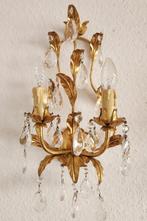 Kaars wandlamp - Verguld, Kristal - Blattgoud met de hand