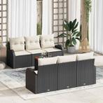vidaXL Tuin Sofa Set 7 pcs Zwart Poly riet, Verzenden, Nieuw, Rotan