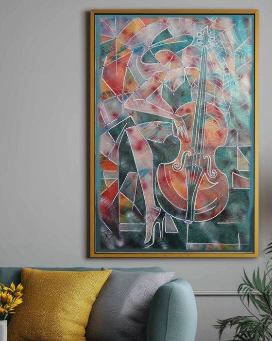 Ksavera - Jazz Abstract Portrait A1437 - Pearlescent, Antiek en Kunst, Kunst | Schilderijen | Modern