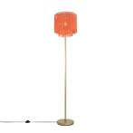 Oosterse vloerlamp goud roze kap met franjes - Franxa, Nieuw, Overige materialen, 150 tot 200 cm, Oosters