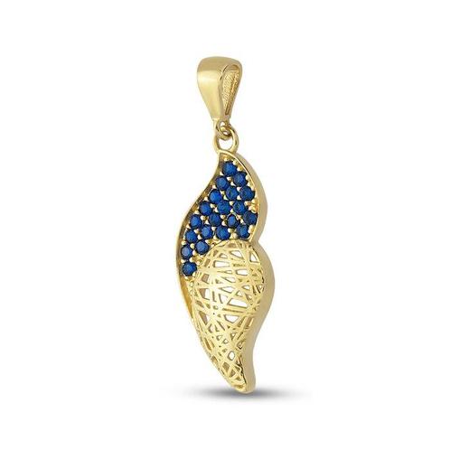 Zonder Minimumprijs - Hanger - 14 karaat Geel goud Saffier, Sieraden, Tassen en Uiterlijk, Antieke sieraden