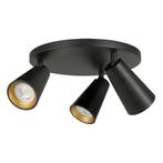 Opbouwspot Petunia | Zwart Goud Metaal | Rond | GU10, Ophalen of Verzenden, Nieuw, Plafondspot of Wandspot, Led