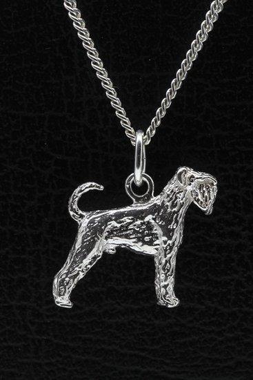 Zilveren Schnauzer dwerg oren ongecoupeerd met staart ket..., Sieraden, Tassen en Uiterlijk, Kettinghangers, Verzenden