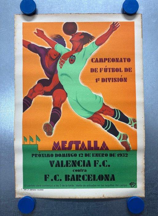 Tormo - Mestalla, Valencia F.C. vs F.C. Barcelona - Art decó, Antiek en Kunst, Kunst | Tekeningen en Foto's