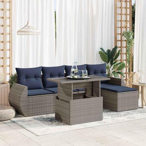 vidaXL 6-delige Loungeset met kussens poly rattan acacia, Tuin en Terras, Tuinsets en Loungesets, Loungeset, Nieuw, Rotan, Verzenden